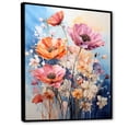 thumbnail image 2 of Designart "Seasonal Blooms Multicolored Flowers on Blue II" Floral Floater Framed Canvas Print, 2 of 7