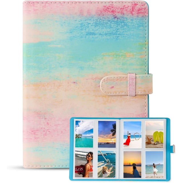 SURJDE Mini Photo Album, 128 Pockets Mini Album Compatible with Fujifilm Instax Mini Polaroid Photo Albums, Portable Wallet Photo Album