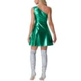 thumbnail image 3 of INSPIRE CHIC Women's Party Dress Metallic Sleeveless One Shoulder Holographic Mini Dresses XL Green, 3 of 6