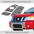 thumbnail image 2 of APS Compatible with Nissan Titan 2008-2015 Main Upper Lower Bumper Stainless Steel Black 8x6 Horizontal Billet Front Grill Grille Insert Combo N67814J, 2 of 7