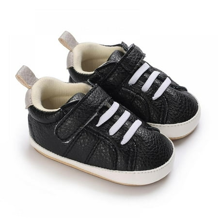 Infant Baby Boys Girls PU Leather Solid Rubber Sole Sneakers Kids Anti-Slip Walking Shoes 0-18M