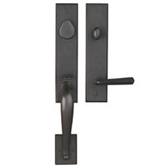 San Jose Handle Set with Radius Corner Genevive Lever, Oil Rubbed Bronze