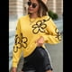 thumbnail image 5 of Suéter Informal de Larga con Cuello Redondo y Hombros Caídos para Mujer, Tejido de Punto Amarillo M, 5 of 9