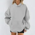 thumbnail image 2 of Mohiass Womens Oversized Hoodies Long Sleeve Plain Basic Fleece Sweatshirts 2025 Fall Winter Pullover Tops with Pocket Light Gray M, 2 of 5