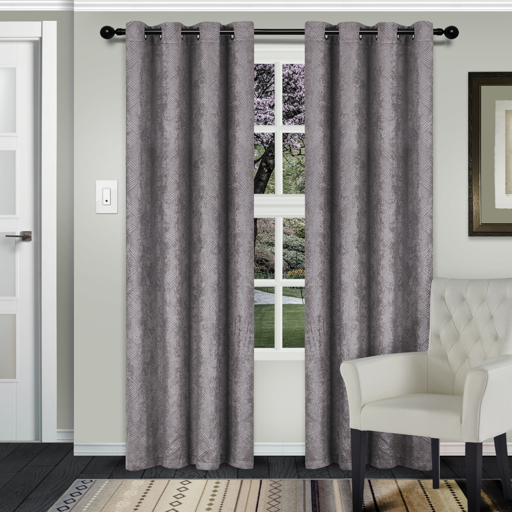2PC THERMAL INSULATED BLACKOUT HALF WINDOW GROMMET CURTAIN PANELS UNLINED 54"lon 