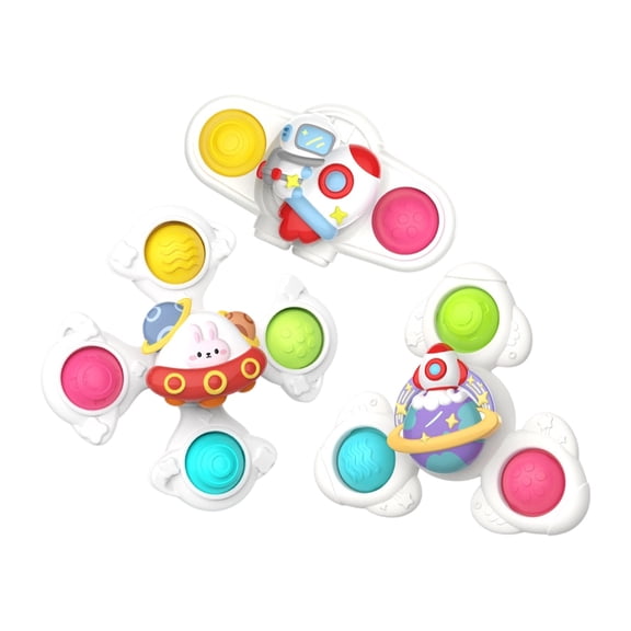 Student Spinner Toys, 3 Pack Sensory Toys for Toddlers 1-3, Space Themed Bath Travel Squeeze Toys Set 3 Set