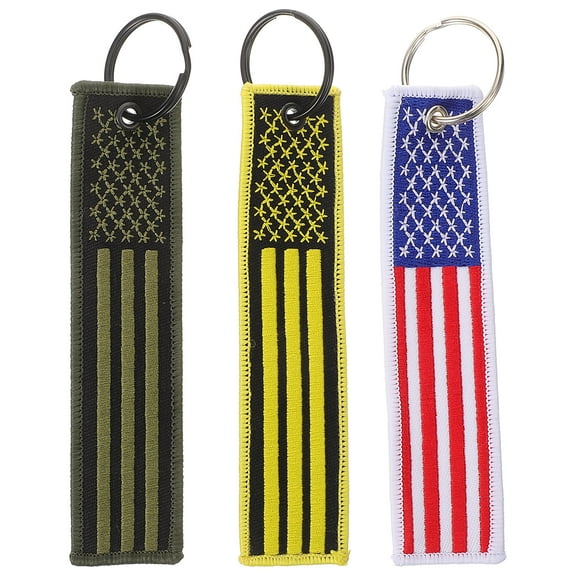 3 Pcs Embroidered Keychain Keyring Keychains Keychain Holder Key Chain for Wallet American Flag Keychain Man Miss