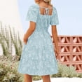 thumbnail image 6 of YuXingFu Plus Size Summer Dresses for Women Mid-Length Crew Neck Plus Size Womens Dress Short Sleeve Floral Casual Summer Light Blue M, 6 of 8