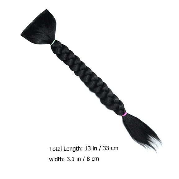 FOLOYORI False Braids For Women 1Set Long Black Braided Ponytail Extension For  Live Shows