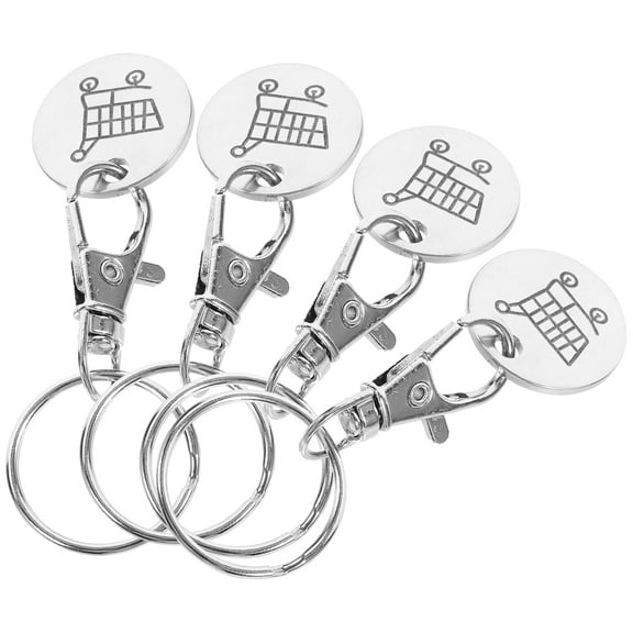 4pcs Portable Shopping Cart Token Key Rings for Trolley Removal - Convenient Keychain Set for Easy Cart Access