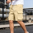 thumbnail image 5 of Besolor Men's Plus Size Cargo Shorts Summer Knee Length Drawstring High Waist Wide Leg Pants Casual Loose Running Sweat Shorts with Pocket, 5 of 7
