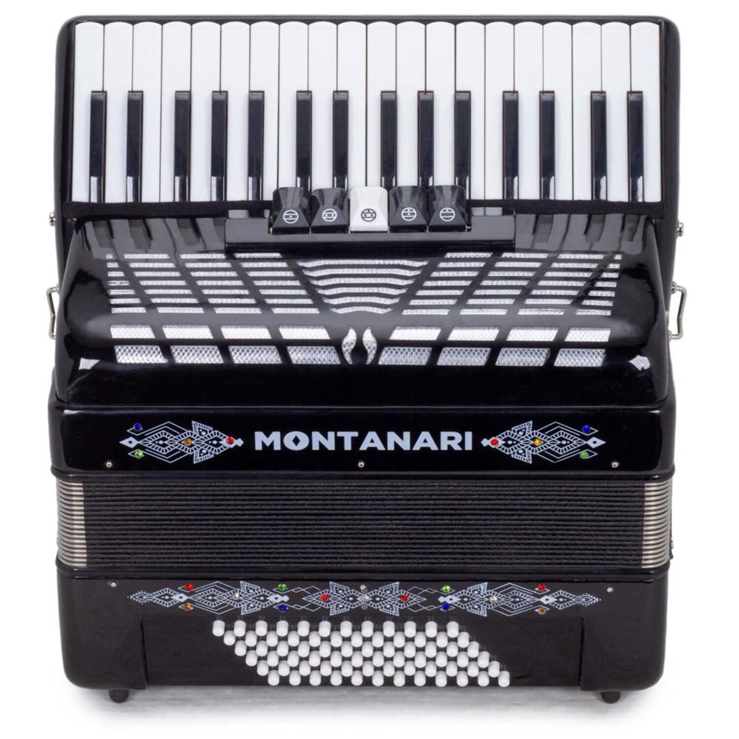 Montanari Piano Accordion 72 Bass 34 Keys 5 Switches, Black
