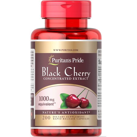Puritan's Pride Black Cherry Extract 1000 mg Capsules, 200 Count