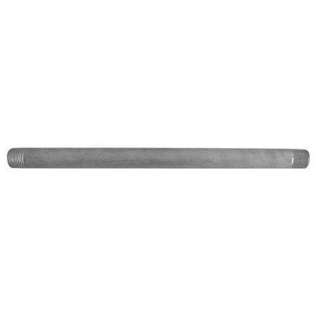 - 4TPE5 Pipe, 1/2 In, Thrd at Both Ends, 18 In, 304