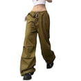 thumbnail image 3 of Seyurigaoka Women Juniors Low Waist Baggy Cargo Pants Indie Aesthetic Drawstring Loose Pocket Jogger Trousers Hippie Punk Streetwear for Teen Girls, 3 of 9