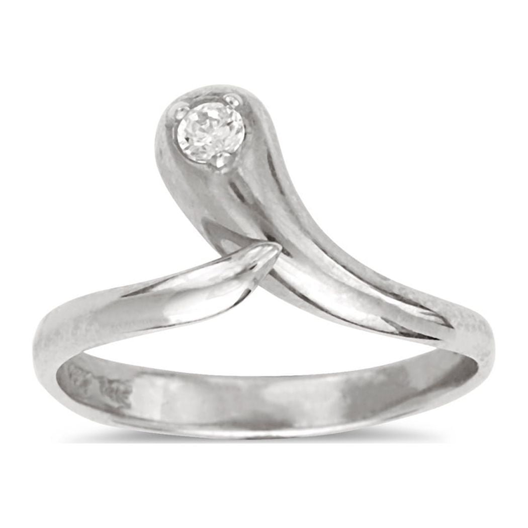 Solid 10K Yellow or White Gold Adjustable Cubic Zirconia Snake toe ring toe ring for Women