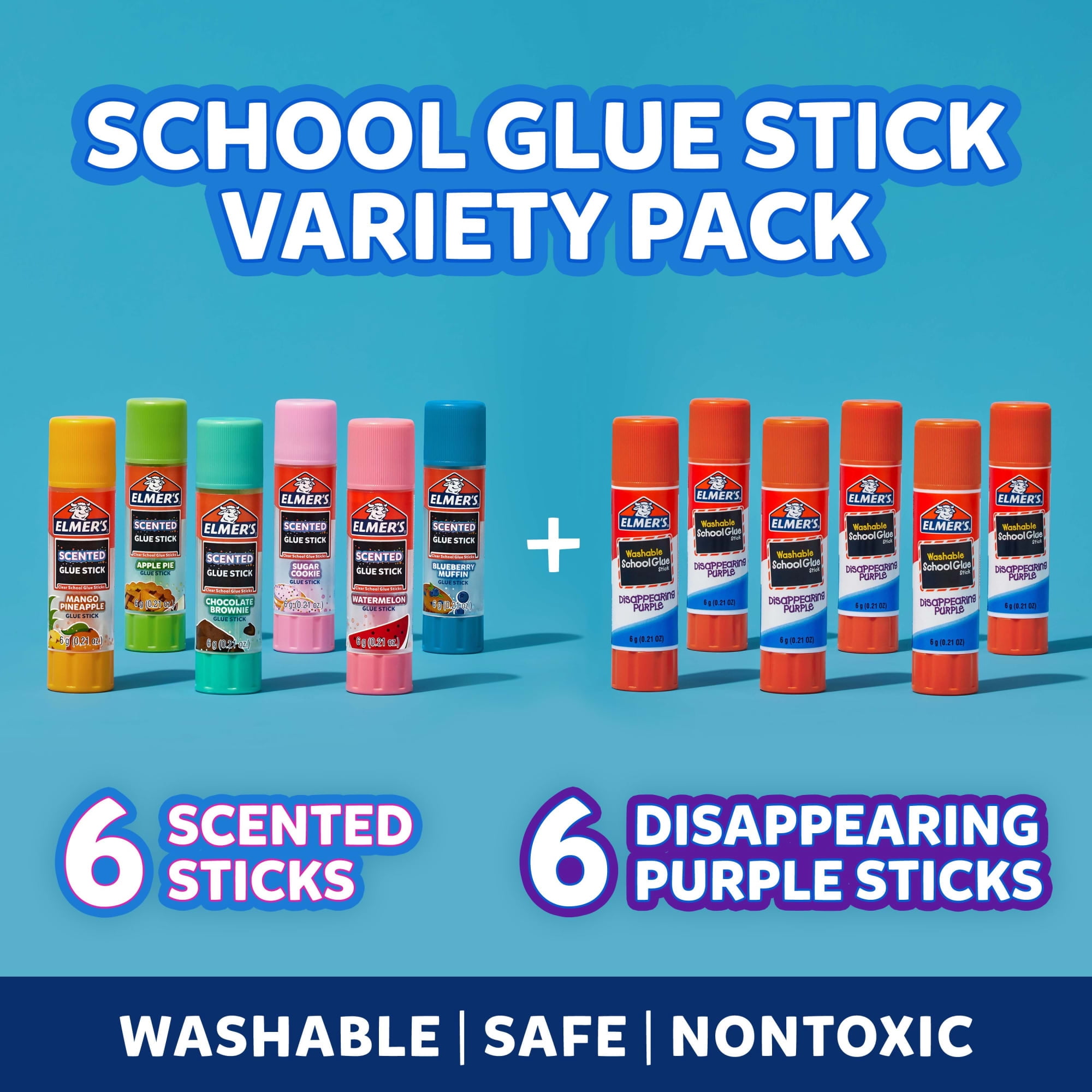 (2 pack) Elmer’s Scented Glue Sticks, Safe, Nontoxic School Glue, 3 Count, Giant Sticks (22 g each)