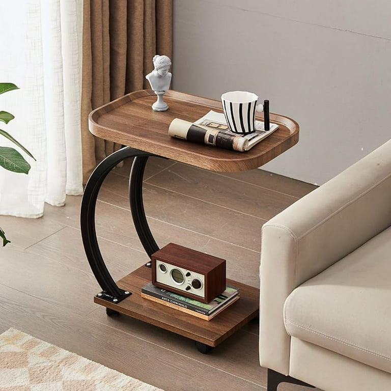 C shaped side table with wheels discount