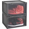 thumbnail image 2 of K.T.Z Shoe Boxes,Clear Plastic Shoe Box Magnetic Side Open Stackable Shoe Box (D Style Black, 2 PCS), 2 of 4