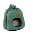 thumbnail image 4 of Cat Sleeping Bag, Enclosed 4 Seasons General Cotton Cat House with Drawstring Design for Sleep for Rest Olive Green, 4 of 8
