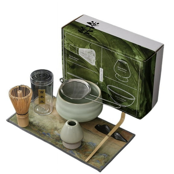 Fire Kirin Matcha Tea Set, Matcha Bowl and Whisk set, Matcha Starter Kit, Matcha Ceremony Kit Japanese Tea Ceremony Set for Matcha Making (Green)