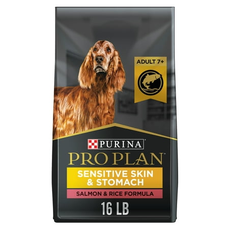 Purina Pro Plan Sensitive Skin and Stomach Dog Food for SENIOR Dogs Adult 7+ Salmon & Rice Formula, 16 lb. Bag