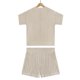 thumbnail image 4 of Bermudas Top con cuello en V para mujer + Pantalones cortos Trajes de verano de punto hueco a la moda (Champagne M) Ygjytge champán T M para Mujer, 4 of 8