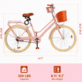 thumbnail image 5 of 24 inch Commuter Bicycle for Adult Men and Women，High-Carbon Steel Beach Cruiser Bike/Front&Rear Fenders, Comfortable City Bikes with Basket and Rear Rack, 5 of 17