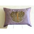 thumbnail image 2 of Purple Lumbar Pillow Cover, Butterfly Theme Crystals Sparkly Glitter Pillows Cover, 12x14 inch (30x35 cm) Lumbar Pillow Cover, Rectangle Silk Lumbar - Embroidered Butterfly, 2 of 4