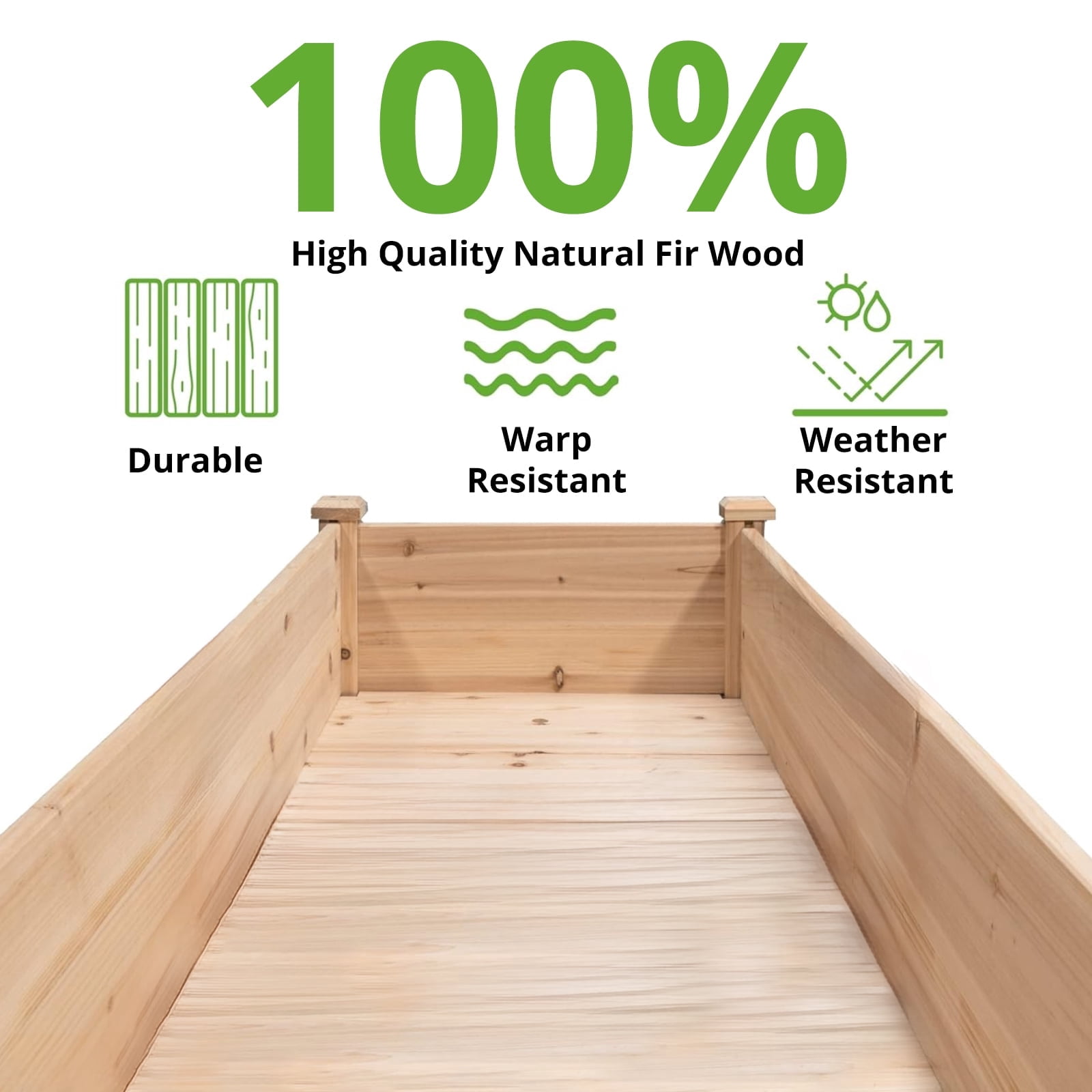 Blorly Wooden Raised Beds for Garden, Elevated Planter Box for Vegetable/Flower/Herb, Raised Growing Bed with Drainage Holes for Patio, Backyard, Garden, Natural Wood, 48"x24"
