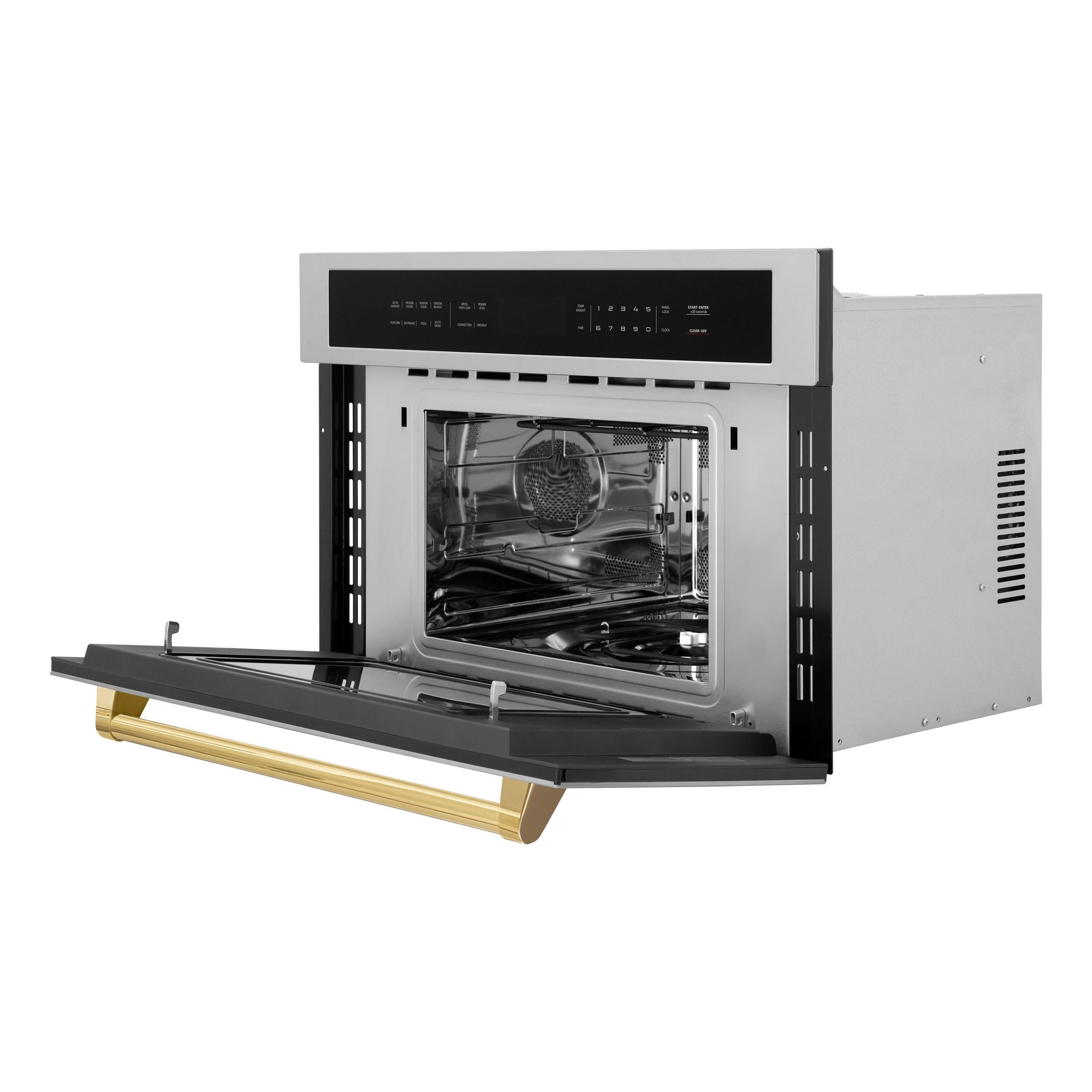 ZLINE Autograph Edition 30 1.6 cu ft. Built-in Convection Microwave Oven in Stainless Steel and Gold Accents