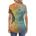 thumbnail image 6 of UoCefik Womens Cold Shoulder Tops Short Sleeve Dressy Casual Shirts Summer Fashion V Neck Basic Tees Sunflower Print Blouses Multicolor 3XL, 6 of 6