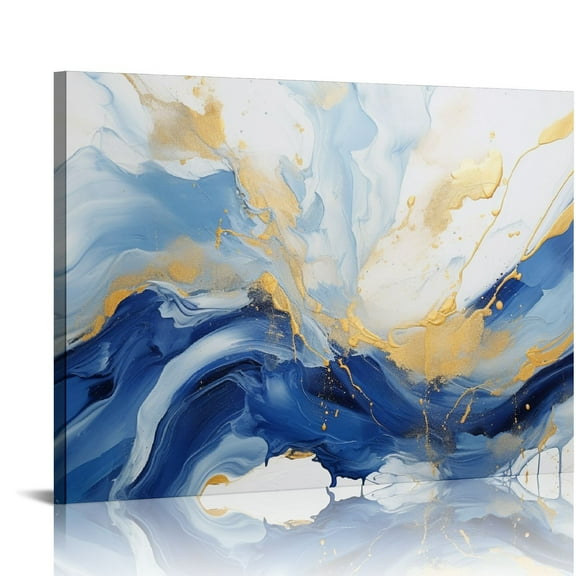 EastSmooth Blue Grey Abstract Canvas Wall Art Decor Fantasy Modern Artwork Painting for Living Room Bedroom Wall Pictures Graffiti on White Background