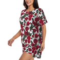 thumbnail image 2 of Wukai Rose Flowers Print Women's Pajama Set - Short-Sleeve Top and Shorts with Elastic Waistband and Pockets for Loungewear, Yoga, and Casual Wear-X-Large, 2 of 8