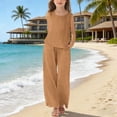 thumbnail image 2 of Vornjynx Kids Girls Outfit Sets Crew Neck Tank Tops and Loose Pants Summer Trendy Holiday Clothes 2 Piece Coffee Size 8, 2 of 10