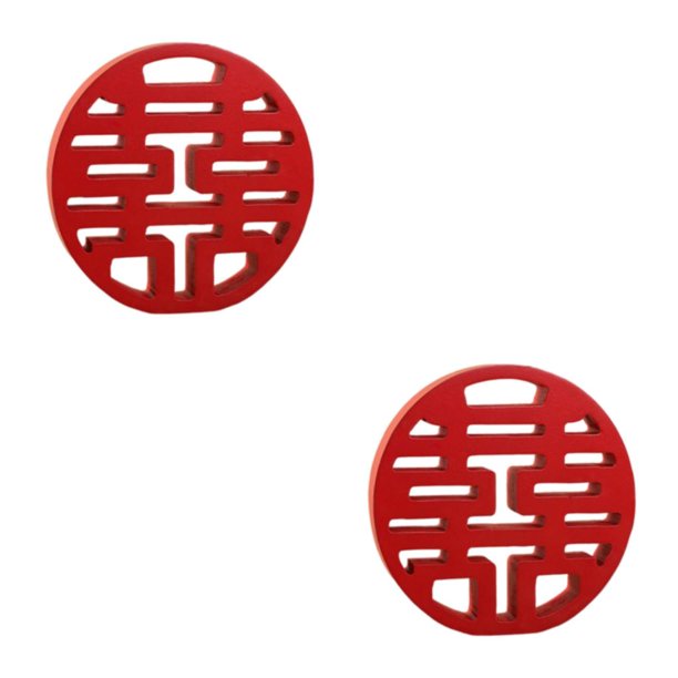 Injueey Boda tradicional china, doble felicidad, manualidades, decoración de de pared, cuadrado Type1 NO1