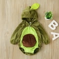 thumbnail image 2 of Baby Girl Boy Halloween Clothess Velvet Long Sleeve Hooded Avocado Bodysuit Jumpsuit Romper Halloween Outfit, 2 of 7