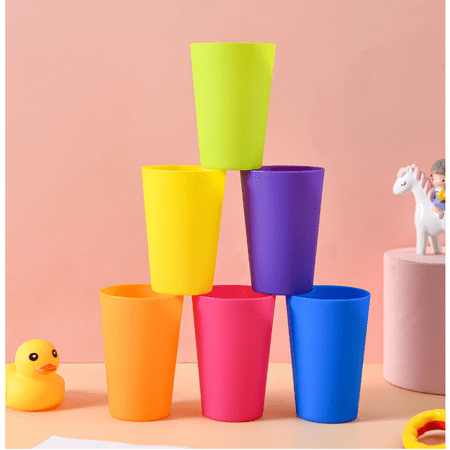 

5.6 ounce Unbreakable Plastic Stackable Water Tumblers in Assorted Colors | Set of 12 Drinking Cups | Reusable BPA-free Top-rack Dishwasher and Microwave Safe