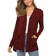 thumbnail image 1 of Blusa elegante de manga larga color vino tinto para mujer, con frente abierto y bolsillos, talla XL, 1 of 5