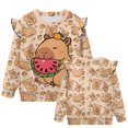 thumbnail image 5 of Garronmavis Capybara Toddler Girl Sweatshirt Soft Watermelon Pullover Drop Shoulder Sweater 3T Comfortable Ruffle Long Sleeve Girls Top Lightweight Girls Crewneck Sweatshirt for Kids, 5 of 7