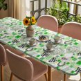 thumbnail image 3 of St. Patrick's Day Table Cloths for 8 Foot Rectangle Tables, Green Black Plaid Lucky Clovers Check Patio Waterproof Elastic Fitted Tablecloths, Washable Rectangular Table Cover for Camping, 3 of 8