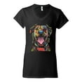 thumbnail image 3 of My Favorite Breed is The One In Need | Colorful Labrador Dog | Dean Russo Art Animal Lover Womenâ€™s Standard V-Neck Tee, Black, XL, 3 of 5