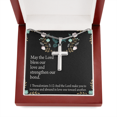 thumbnail image 2 of Christian Encouragement Anniversary Lord Bless Our Love 1 Thessalonians 3:12 Cross Card Necklace w Stainless Steel Pendant, 2 of 20