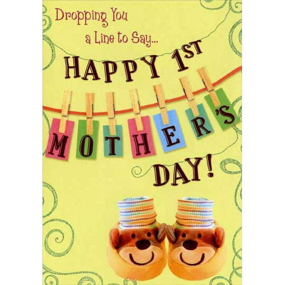 Designer Greetings Bear Slippers: 1st Mother's Day Mother's Day Card