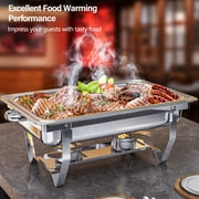 Chafing Dish Buffet Set 4 Pack Full Size, Jacgood 8QT Stainless Steel Chafing Dishes for Buffet, Chafers and Buffet Warmers Sets for Parties, Events, Wedding, Camping, Dinner