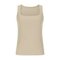 thumbnail image 4 of Ohufall Ribbed Tank Tops for Women Fashion Solid Color Casual Sleeveless Square Neck Blouses Summer Slim Fit Breathable Sleeveless Straps Undershirts, 4 of 5