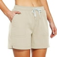 thumbnail image 2 of Sngxgn Women's Pleated High Waist Straight Leg Knee Length Shorts with Pocket(Beige,M), 2 of 8