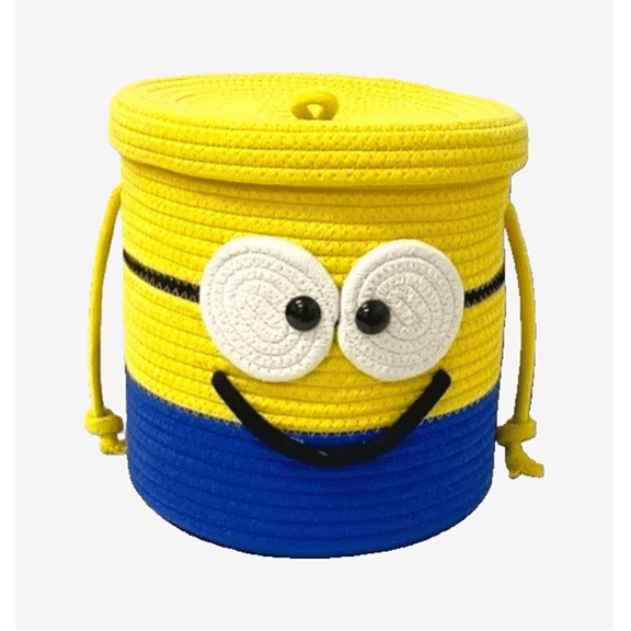 FibreGold Handwoven Cotto Jute Storage Basket with Lid (10x10 in) Toy Storage Basket