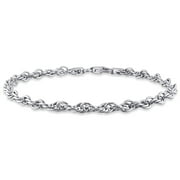 Miabella 3.7mm Sterling Silver Rope Chain Bracelet