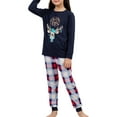 thumbnail image 3 of TSEXIEFOOFU Family Matching Christmas Pajamas, Cartoon Elk Head Print Long-Sleeved Tops + Elastic Waist Plaid Pattern Trousers, 3 of 6